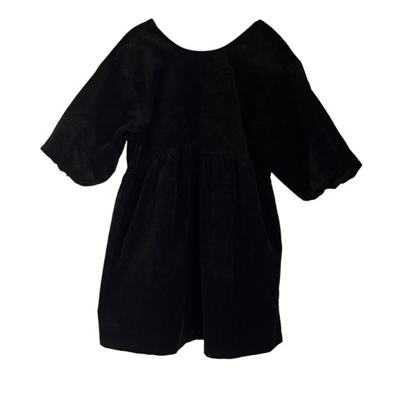 Everlane The Corduroy Black Puff Sleeve Cotton Blend Babydoll Mini Dress Medium - Picture 2 of 12